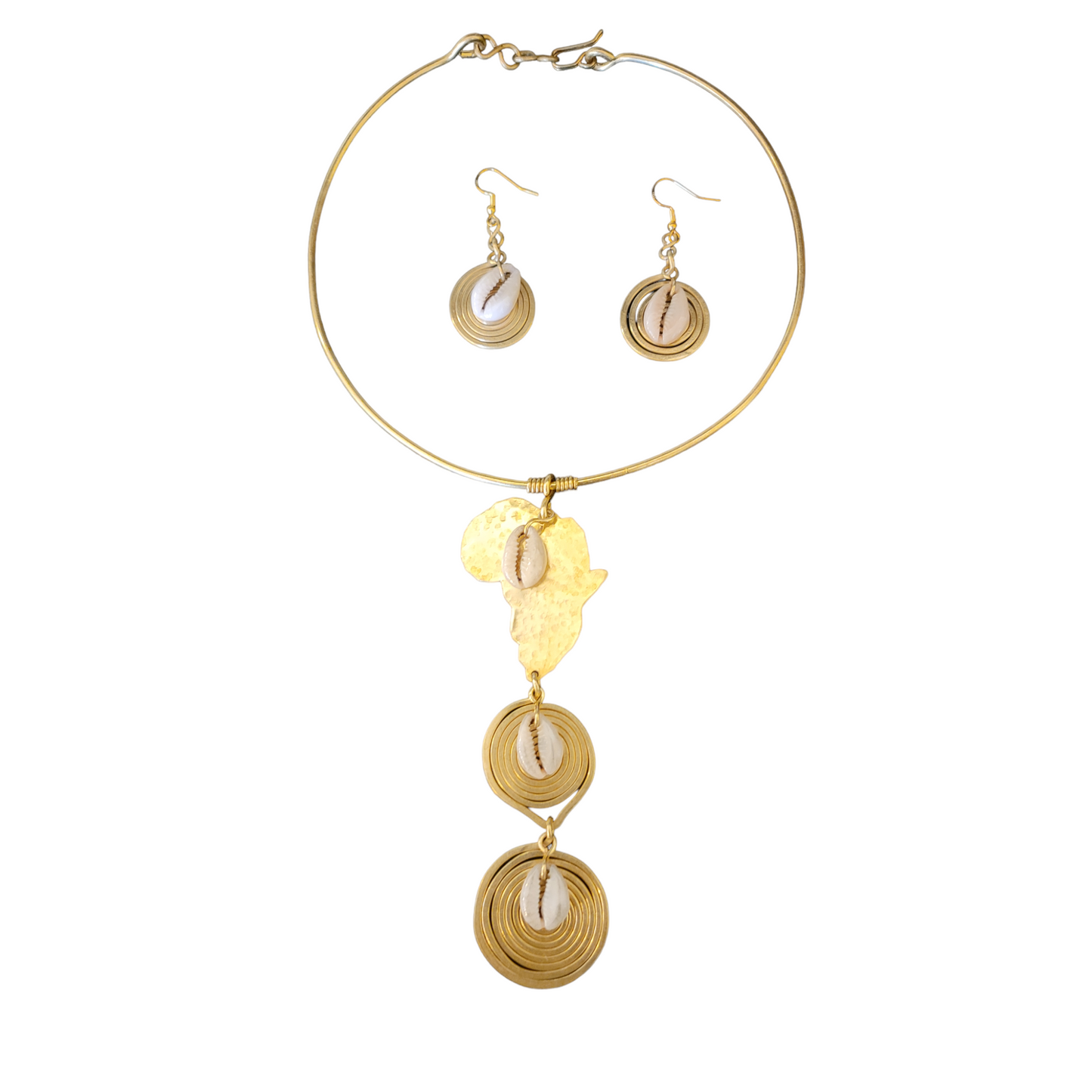 African Map with Cowrie Necklace set