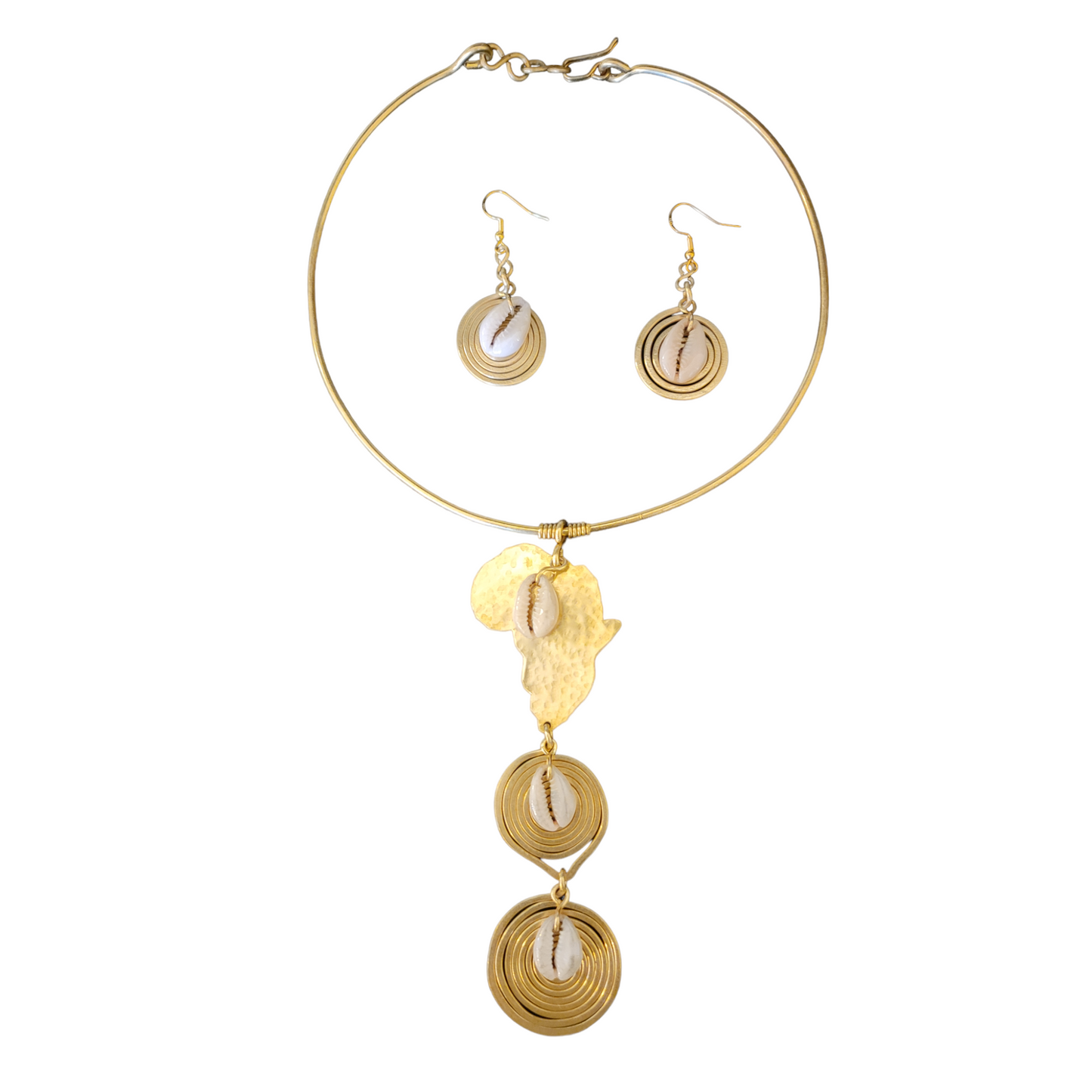 African Map with Cowrie Necklace set