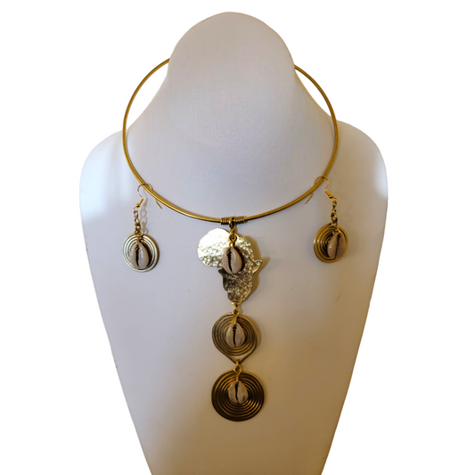 African Map with Cowrie Necklace set