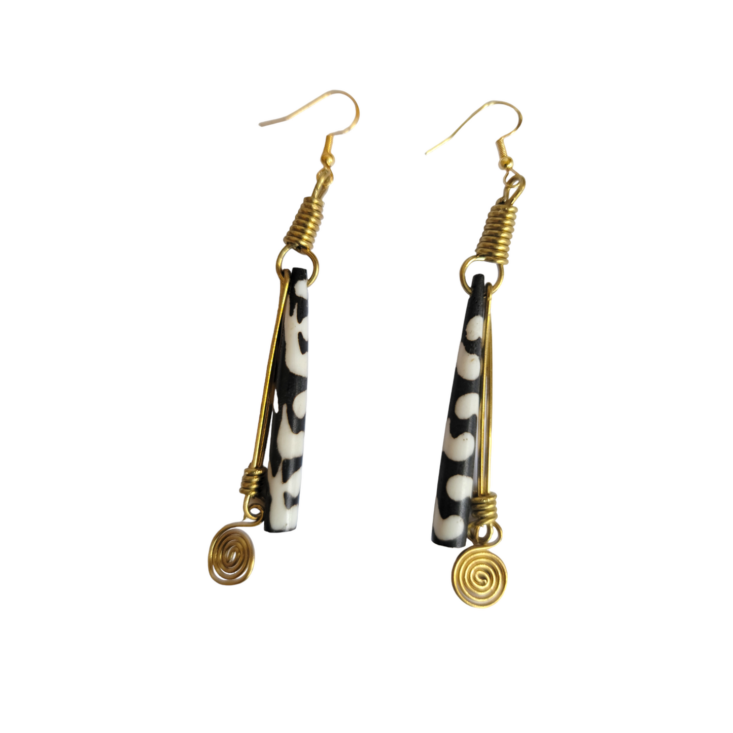 Polka Dot & Brass Earrings