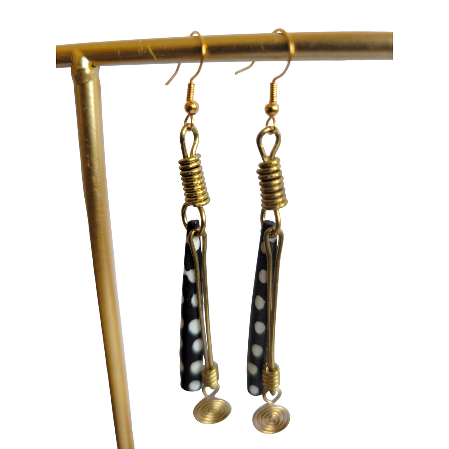 Polka Dot & Brass Earrings