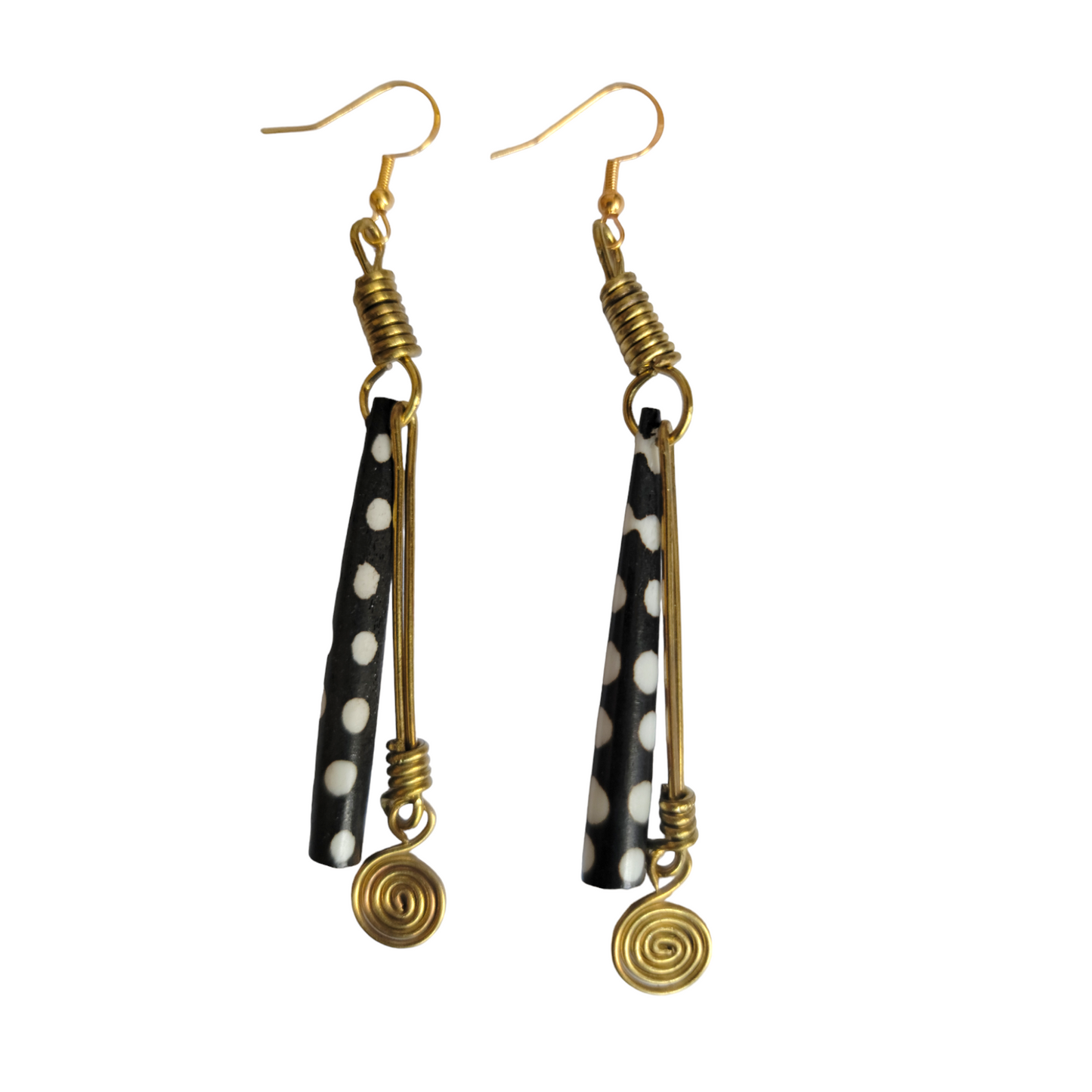 Polka Dot & Brass Earrings