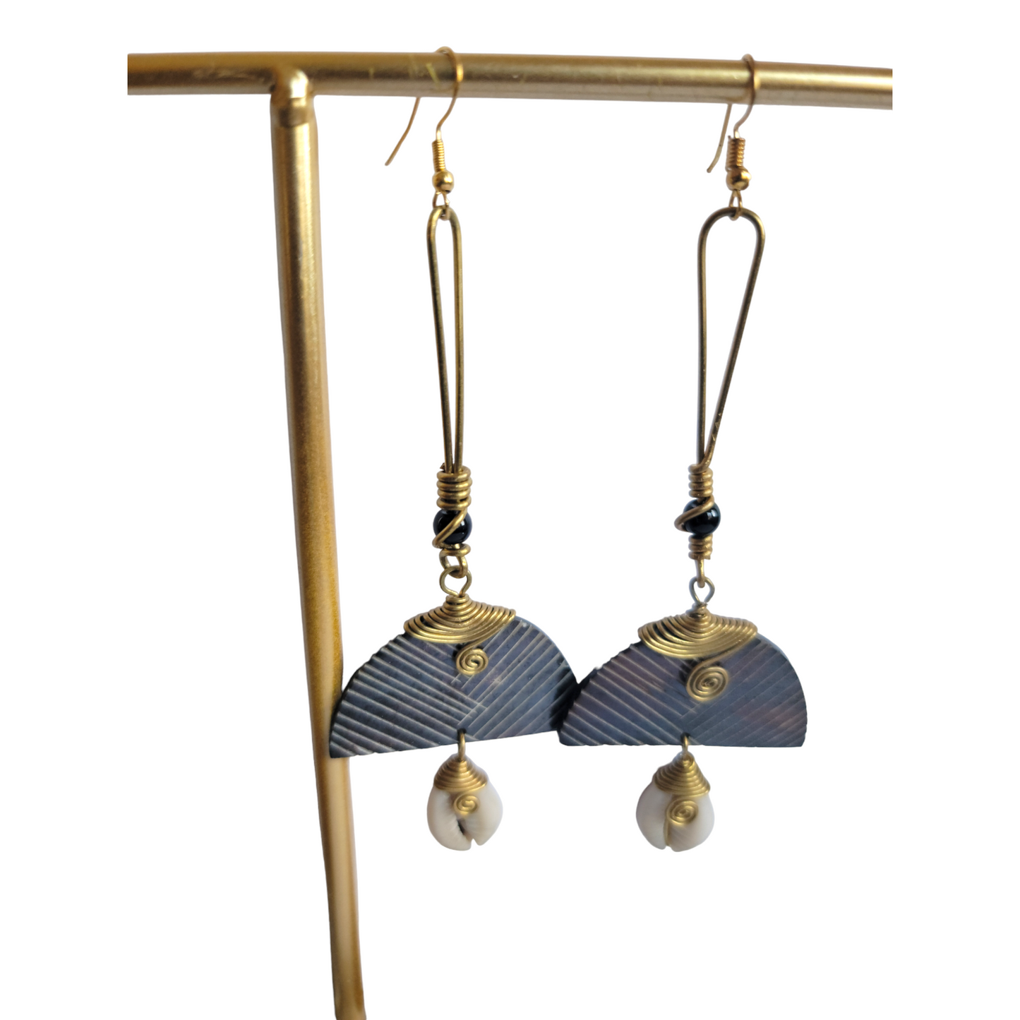 Sripped Half Moon Earrings