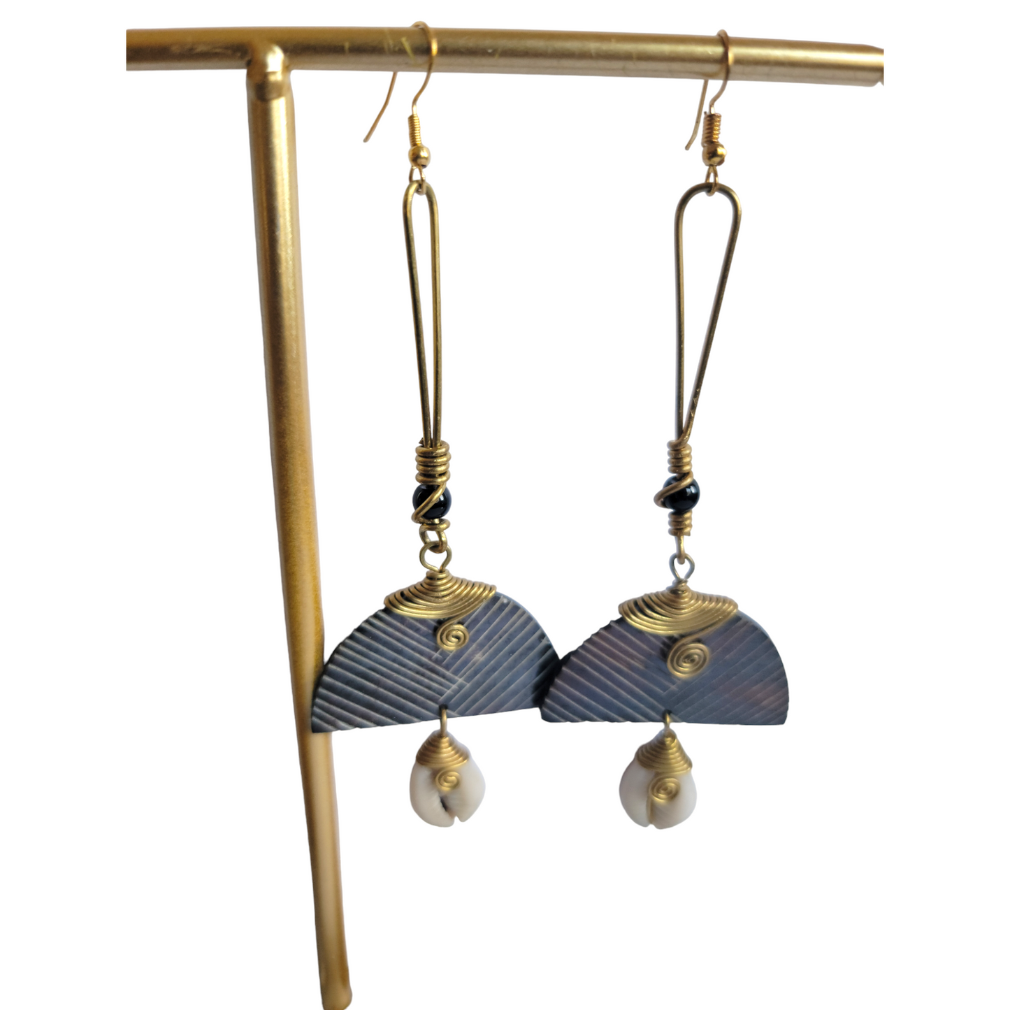 Sripped Half Moon Earrings