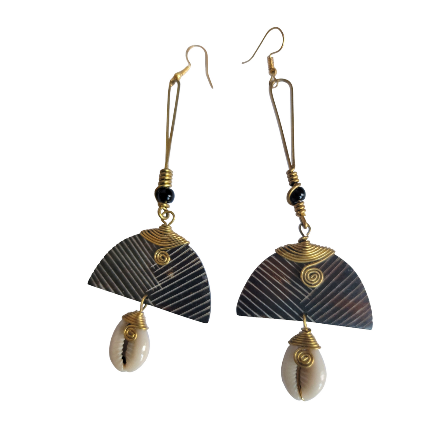Sripped Half Moon Earrings