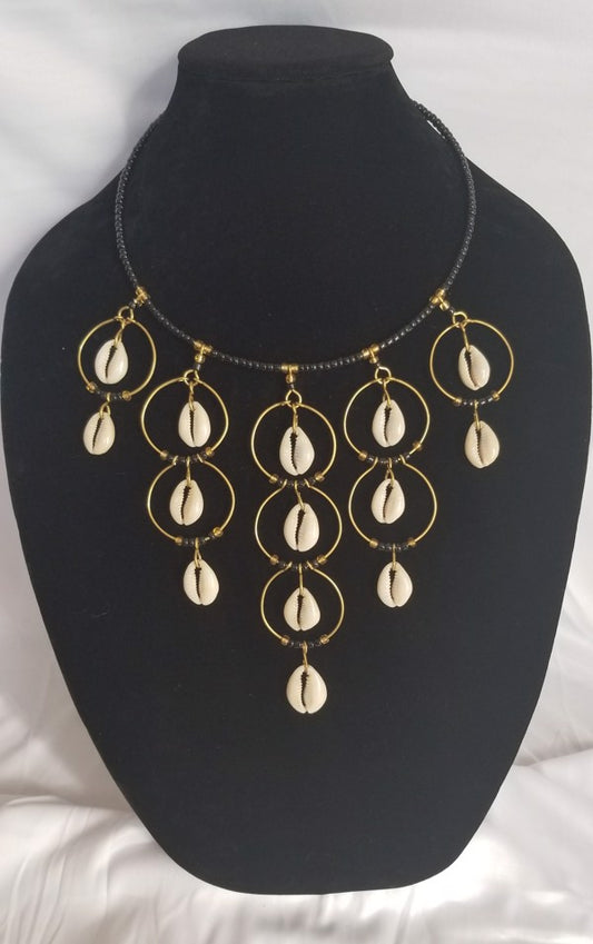 Brass Circles With Cowrie Shells Chandelier