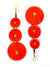 Red 3 Circles Wooden Earrings