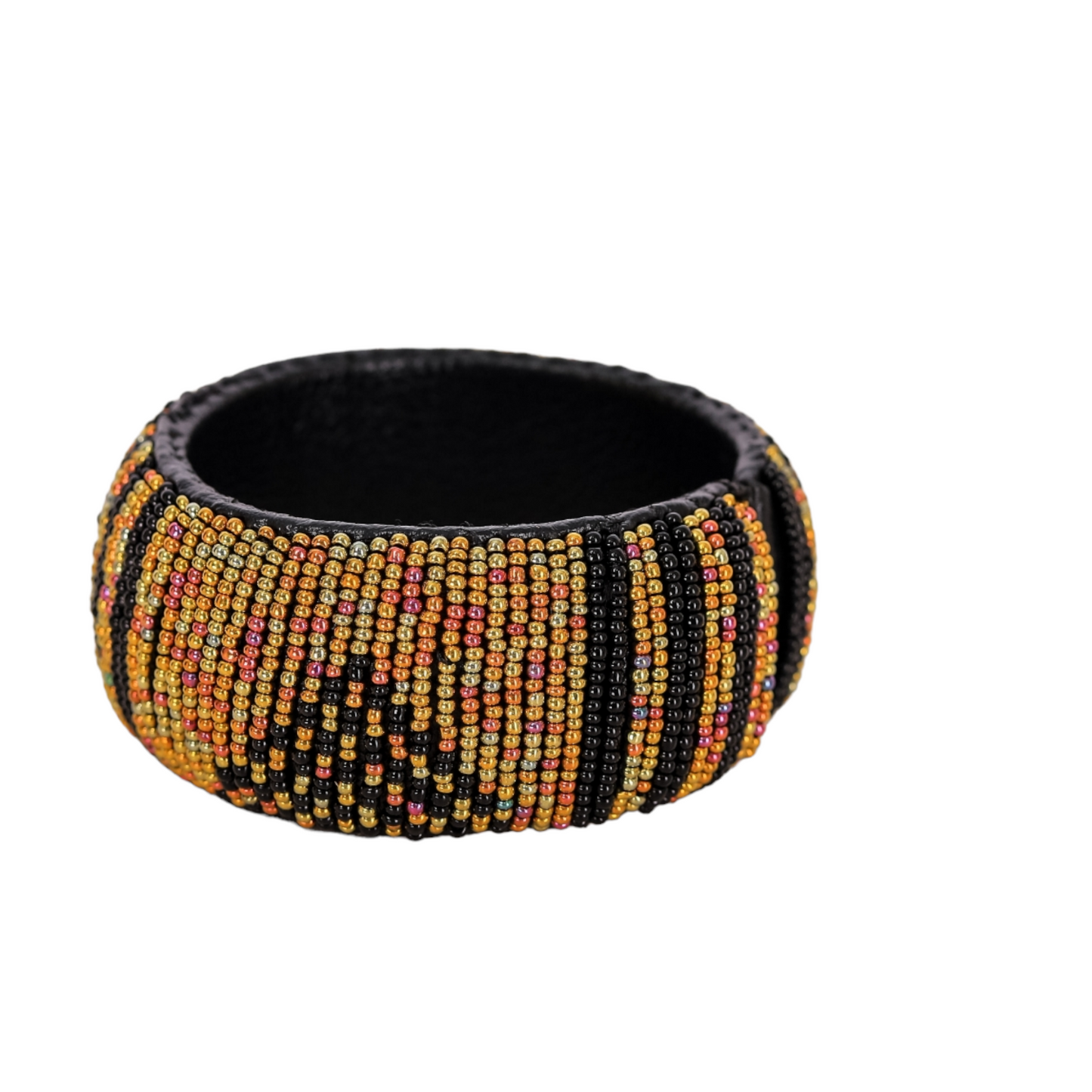 Black, Gold & Copper Leather Bracelet