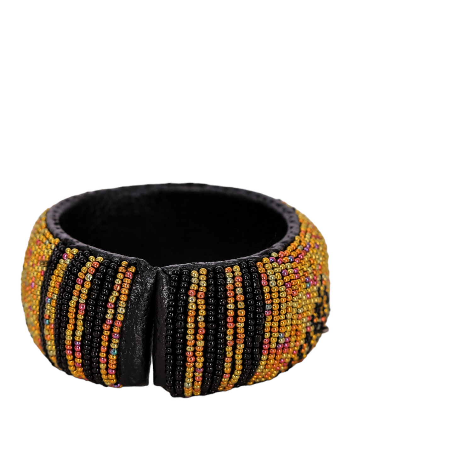 Black, Gold & Copper Leather Bracelet