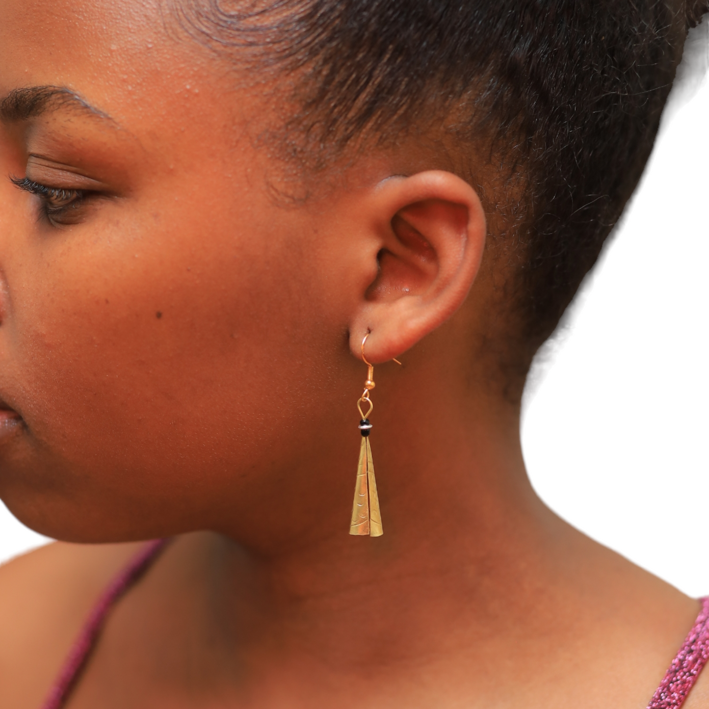 Small Funnel Brass Earrings