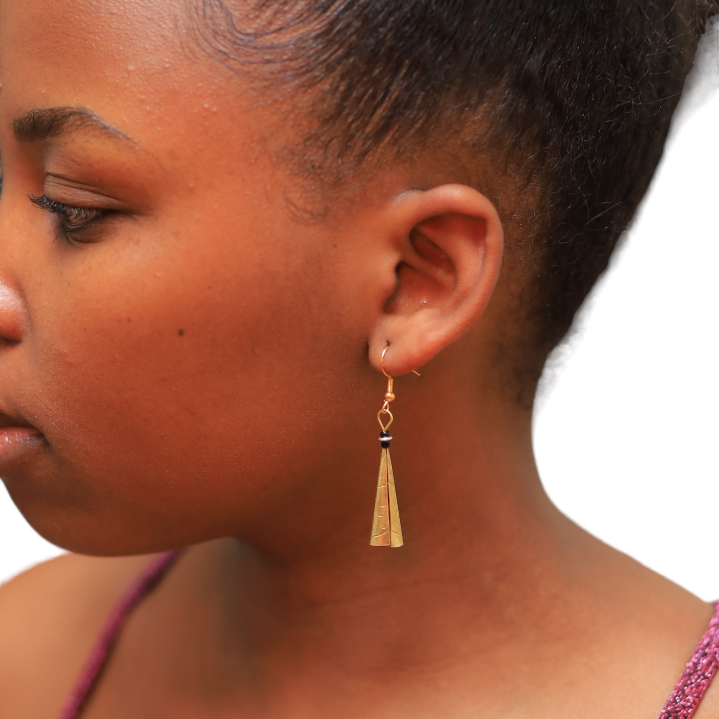 Small Funnel Brass Earrings