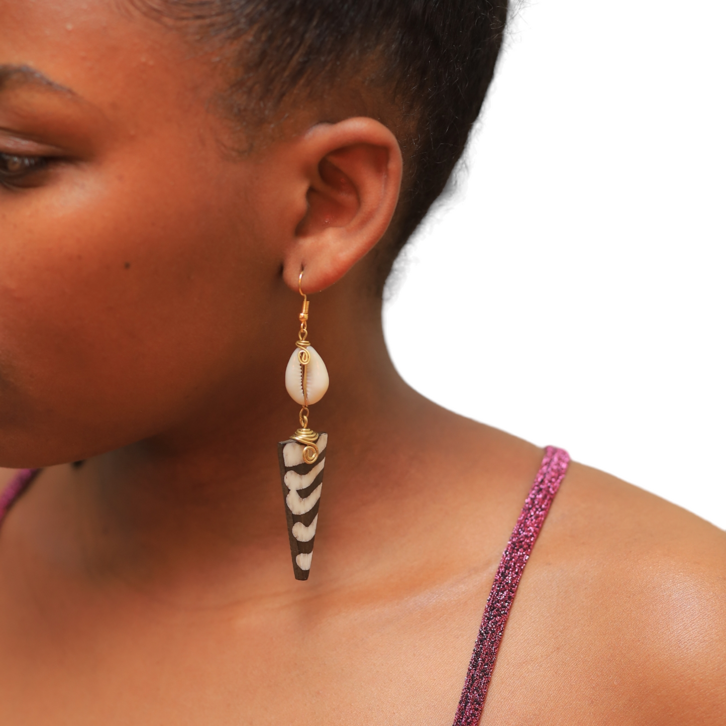 Triangle Bone & Shell Earrings