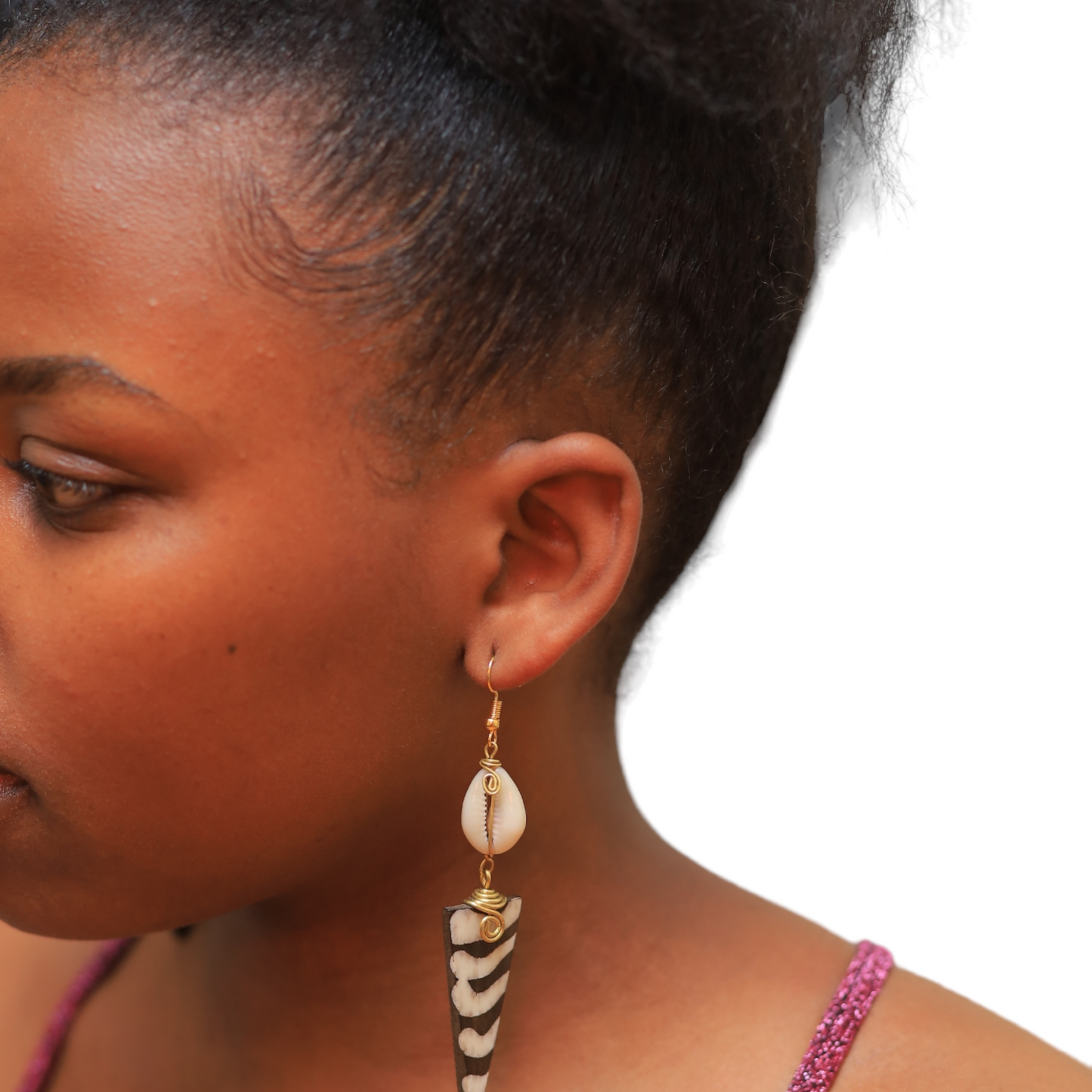 Triangle Bone & Shell Earrings