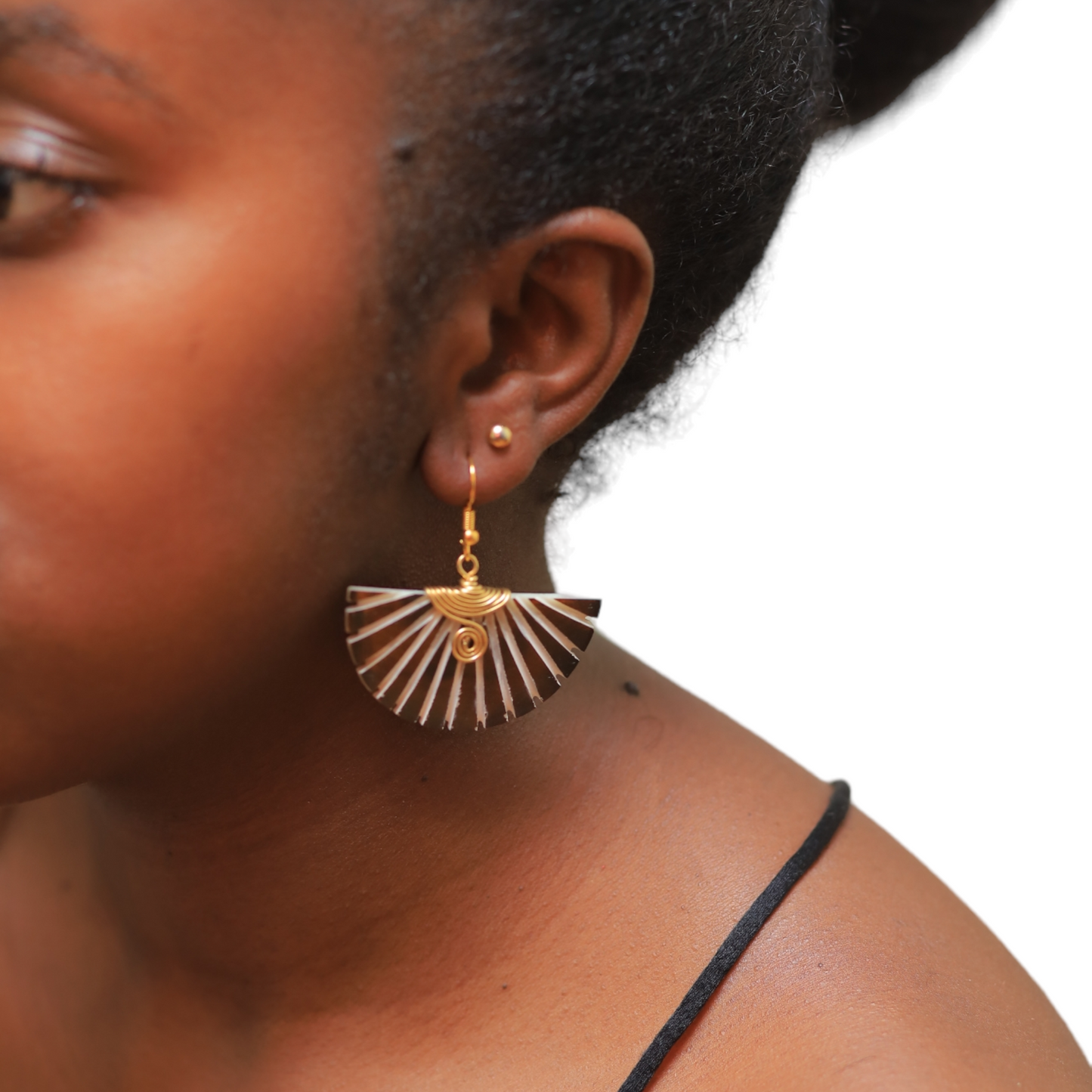 Parted Brown Bone Earrings