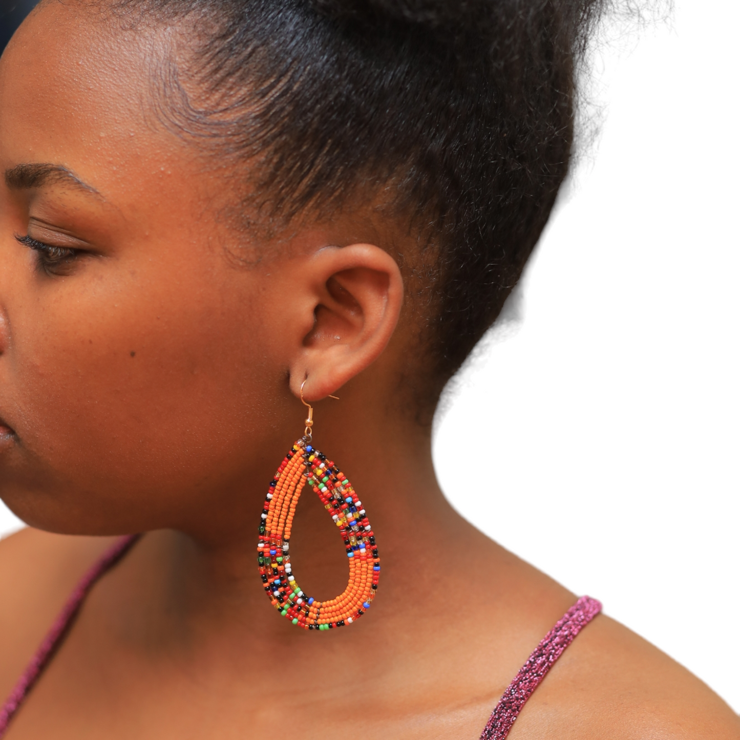 Orange Masai Beads Earrings