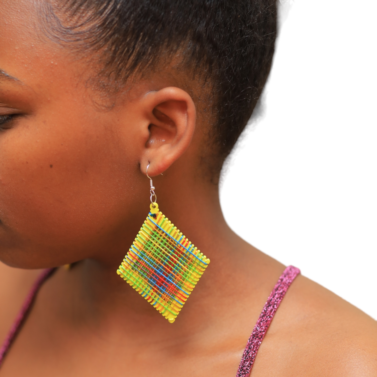 Yellow Threaded Diamond Earrings