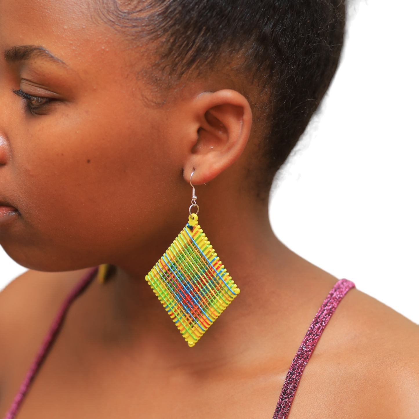 Yellow Threaded Diamond Earrings