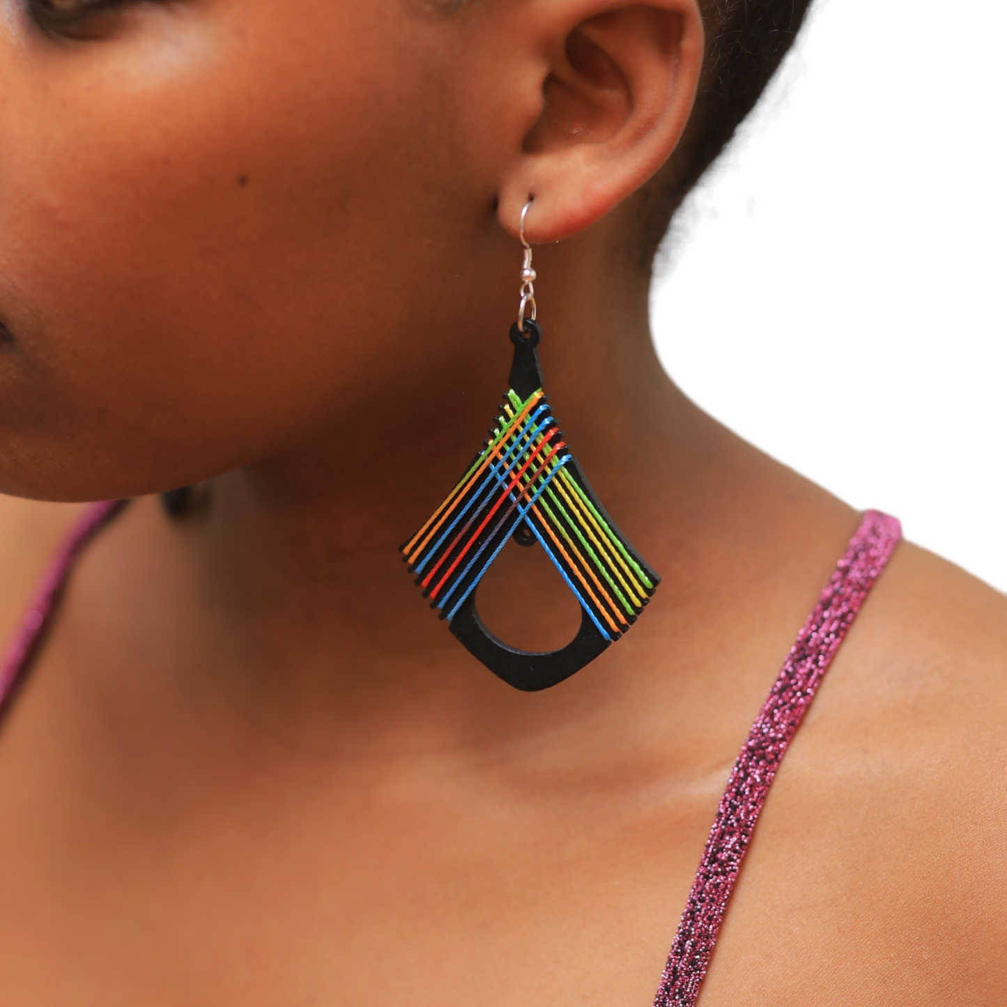 Black Threaded Earrings