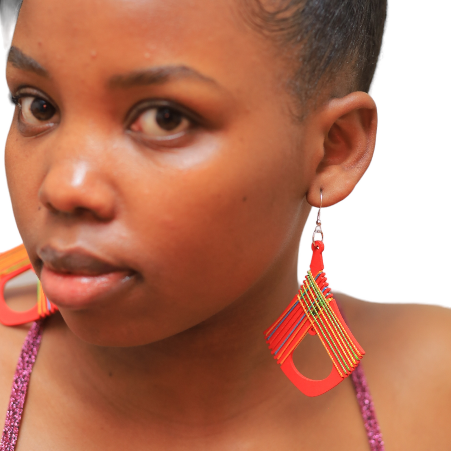 Red Threaded Earrings