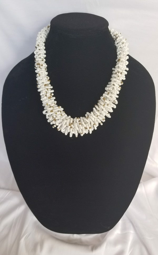 White & Gold Beaded necklace