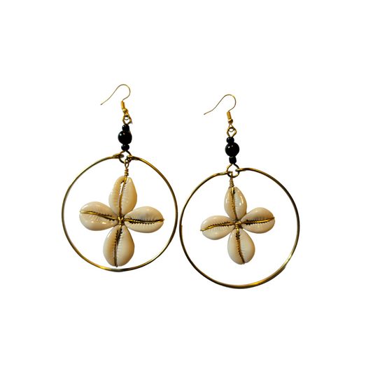 Cowrie Star  Hoop Earrings