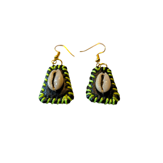 Green XSmall Leather Earrings