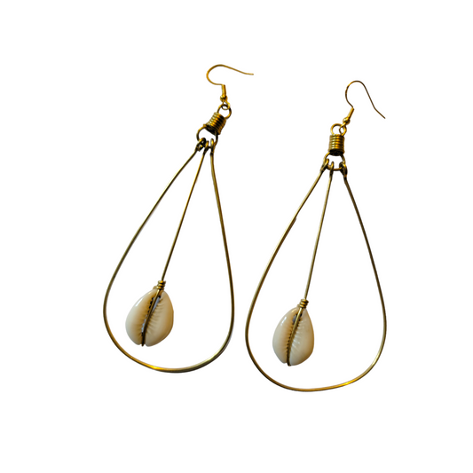 Oval Hoops with 1 Shell Earrings