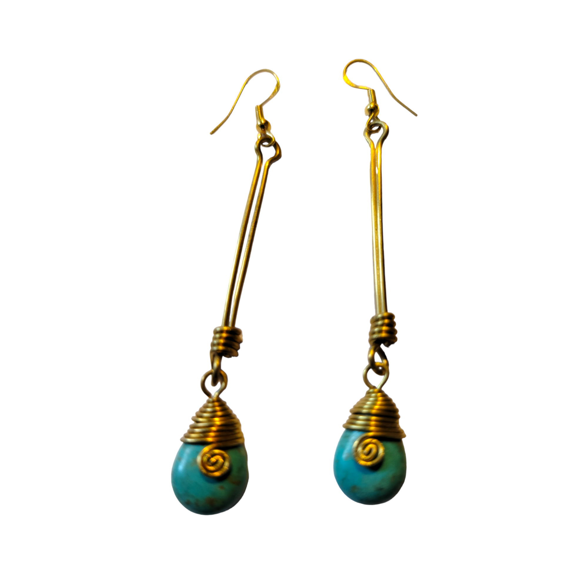 Turquoise & Brass Earrings