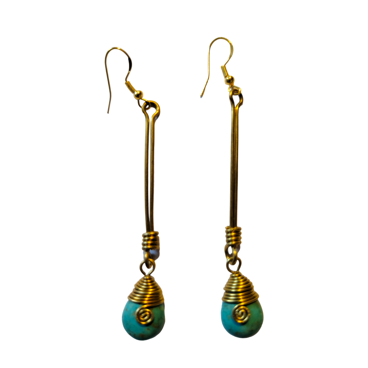 Turquoise & Brass Earrings