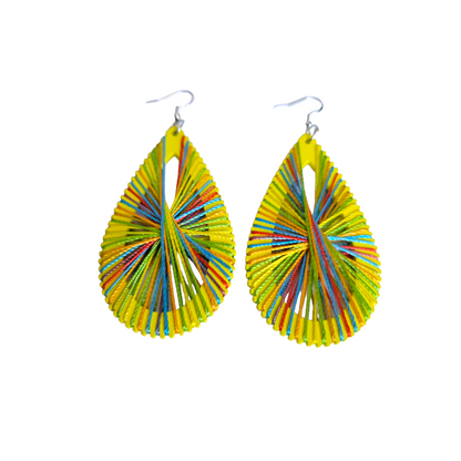 Yellow Oval Threaded Earrings