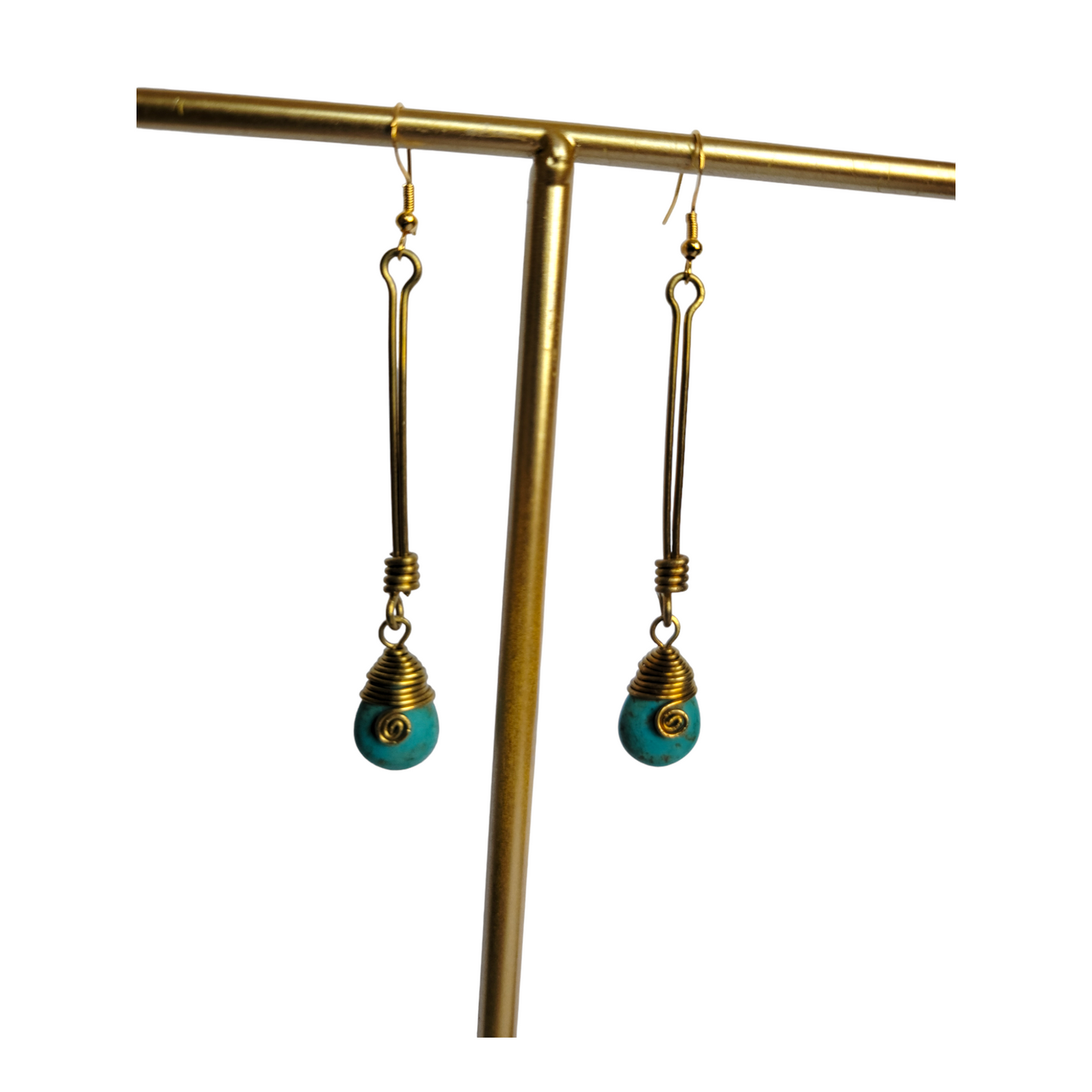 Turquoise & Brass Earrings