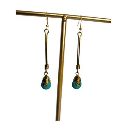 Turquoise & Brass Earrings