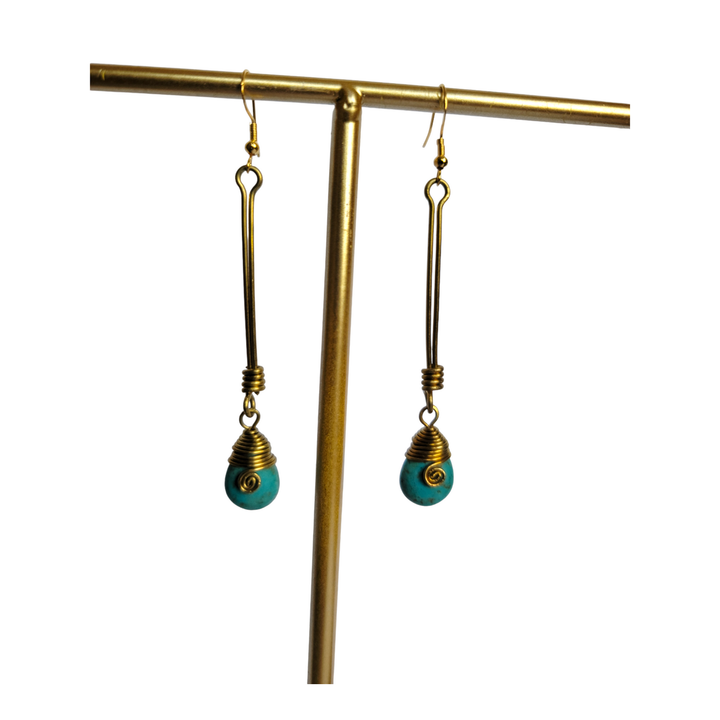 Turquoise & Brass Earrings