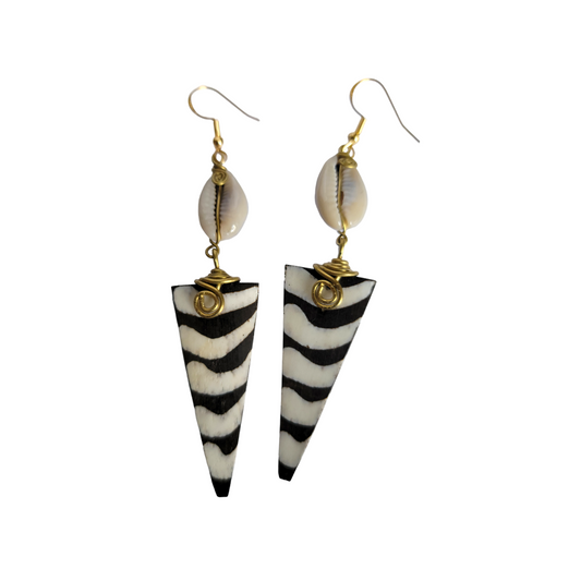 Triangle Bone & Shell Earrings