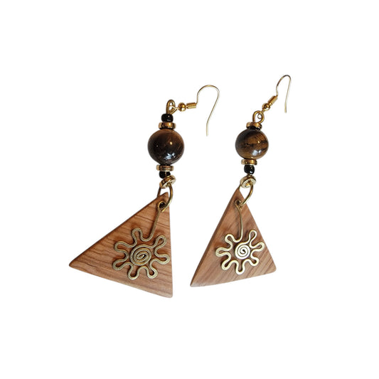 Wooden Triangle W/Tiger Eye
