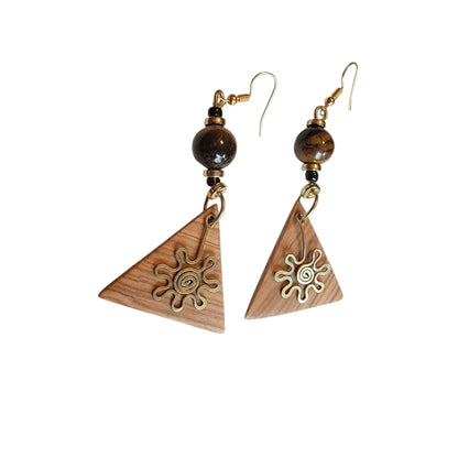 Wooden Triangle W/Tiger Eye