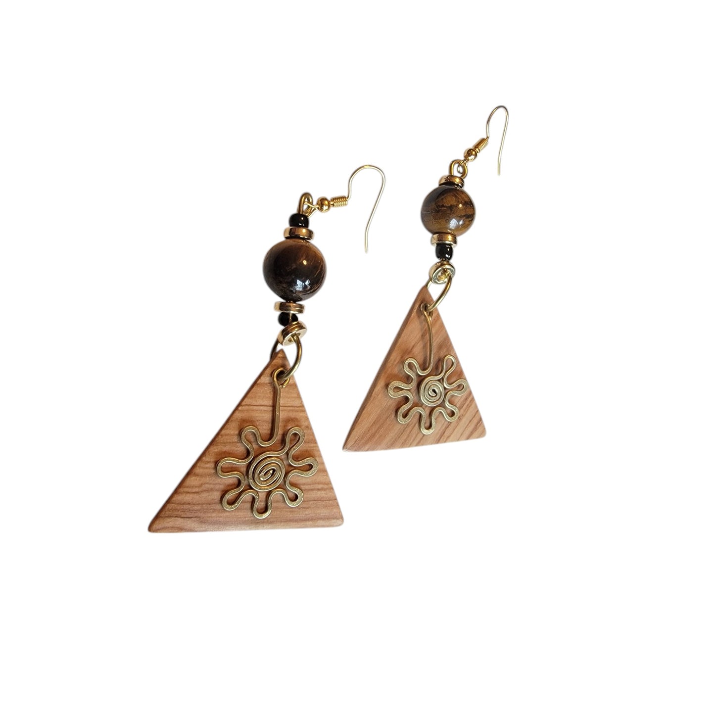 Wooden Triangle W/Tiger Eye
