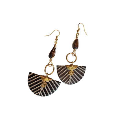 Half Moon Stripped Bone Earrings