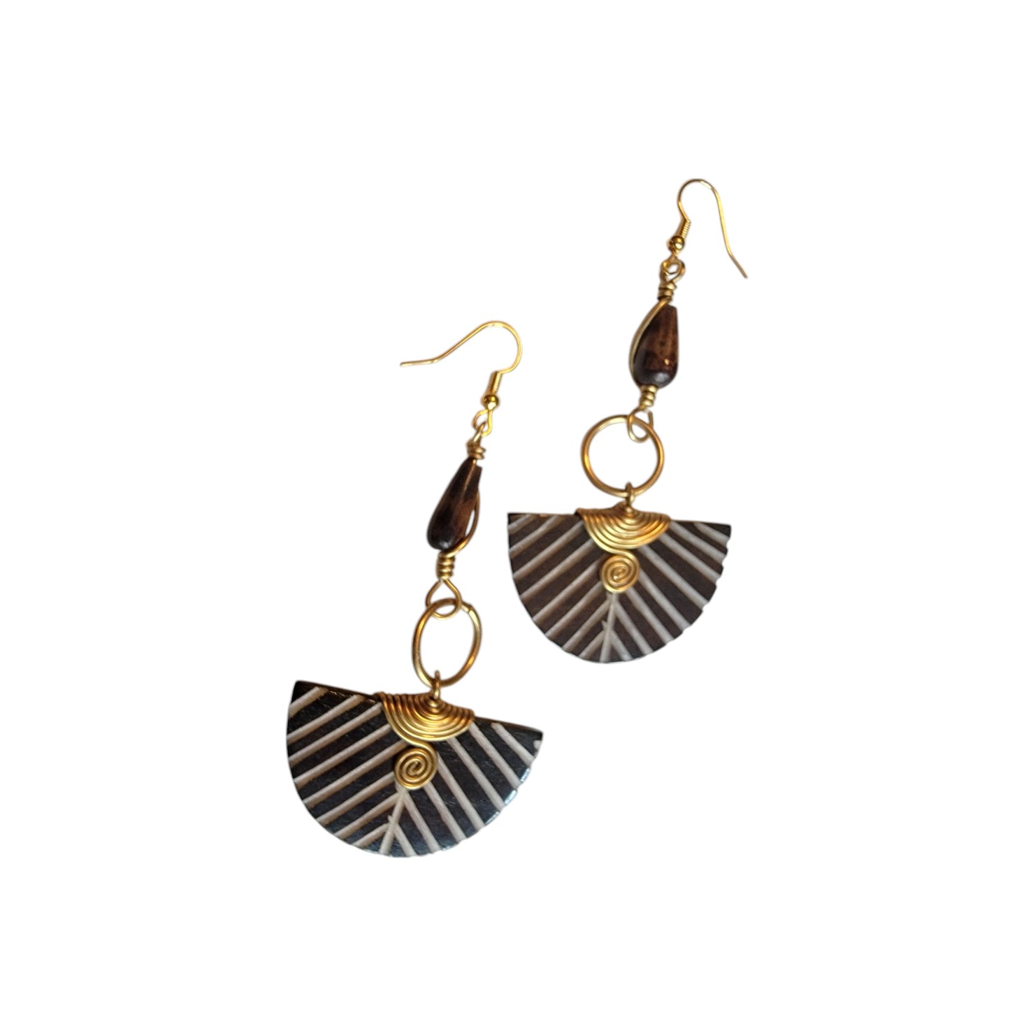 Half Moon Stripped Bone Earrings