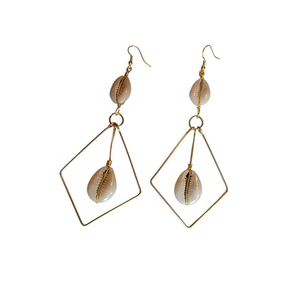 Diamond Shaped Brass W/ 2 Cowrie Shells
