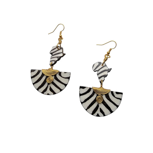 Zebra Little Africa on Half Moon Earrings