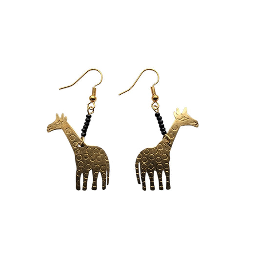 Brass Giraffe Earrings