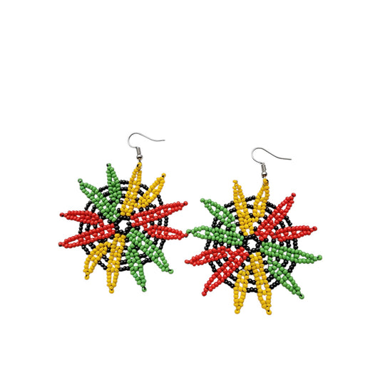 Beaded Rasta Star Earrings
