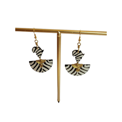 Zebra Little Africa on Half Moon Earrings