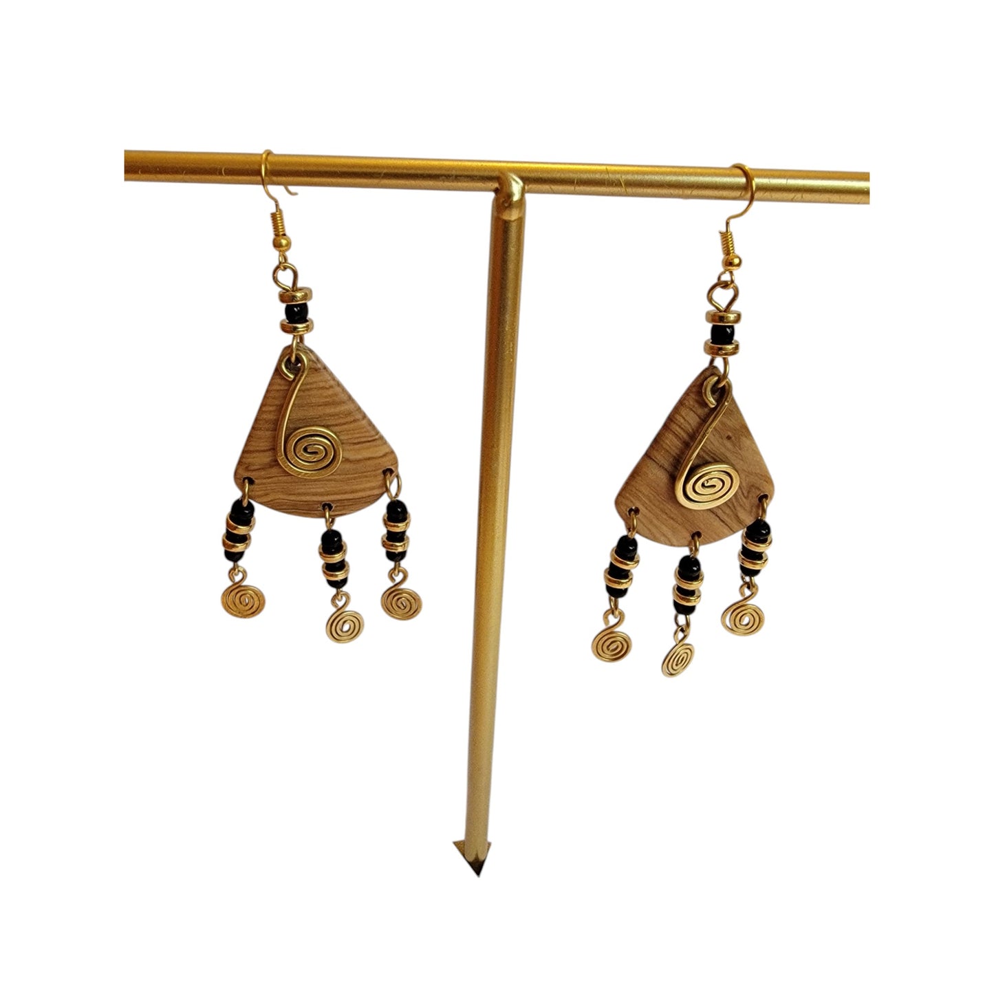 Brass CoilWooden Earrings