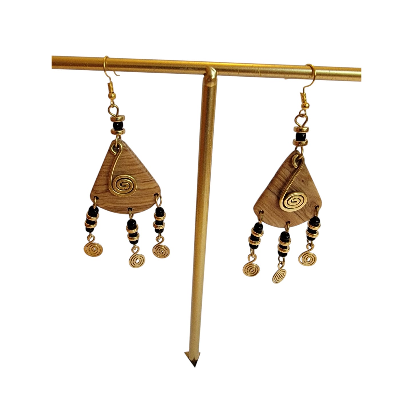 Brass CoilWooden Earrings