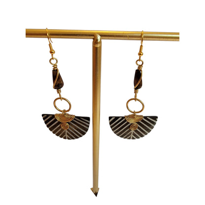 Half Moon Stripped Bone Earrings