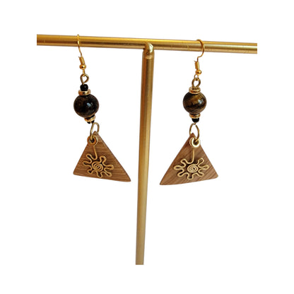 Wooden Triangle W/Tiger Eye