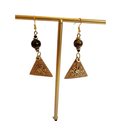 Wooden Triangle W/Tiger Eye