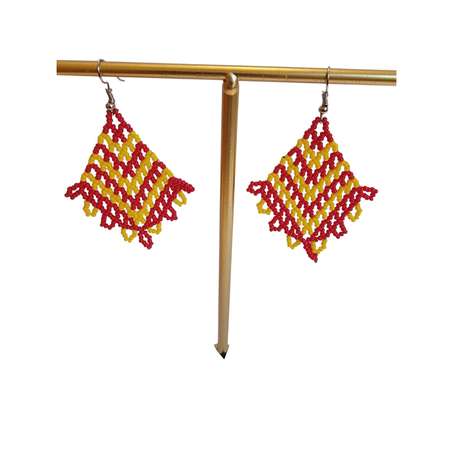 Red & Yellow Beaded Earrings